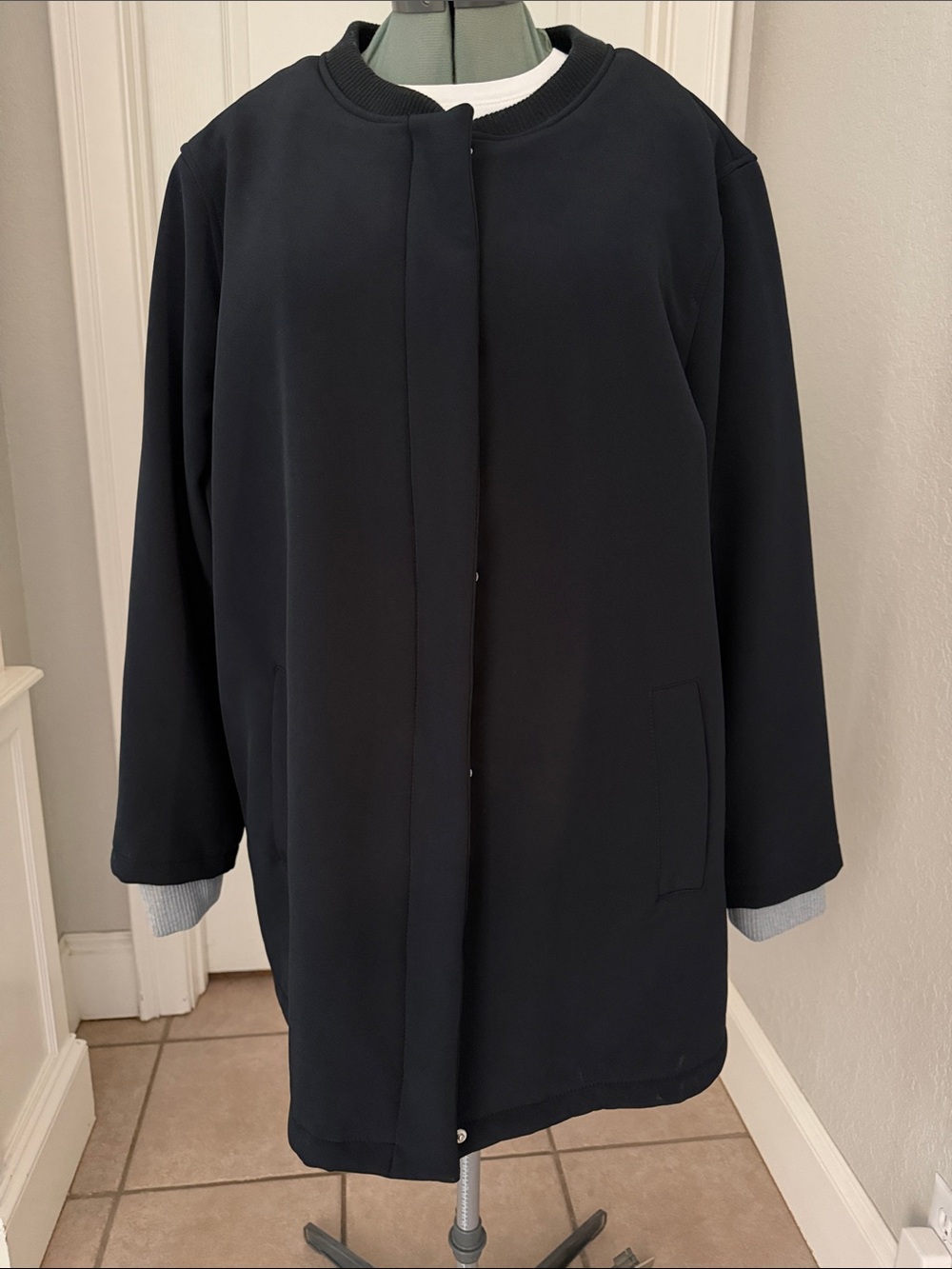 Woman Within Black Minimalist Pea Coat